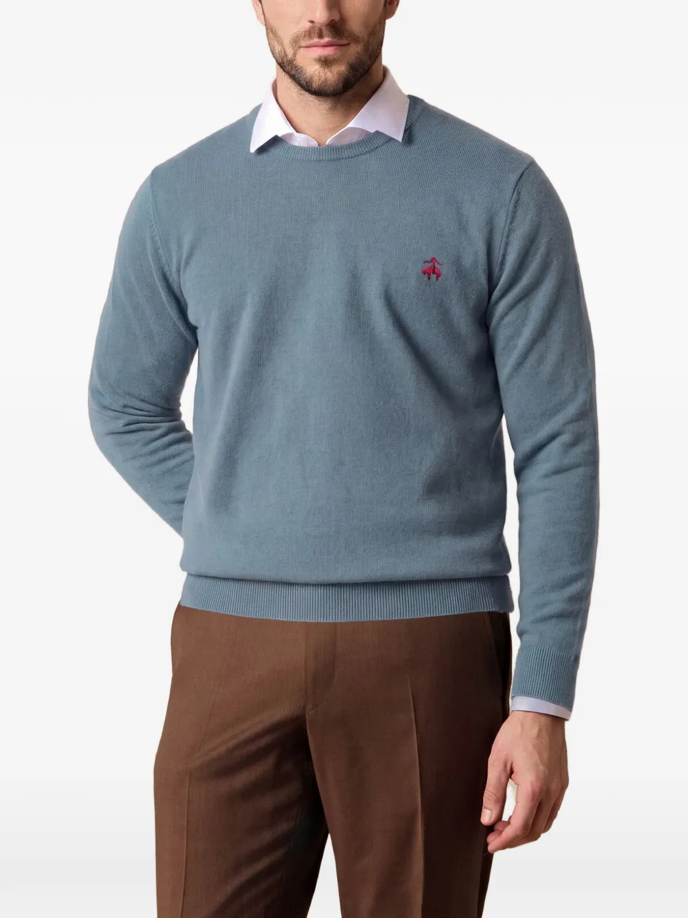 Brooks Brothers Trui met geborduurd logo Blauw
