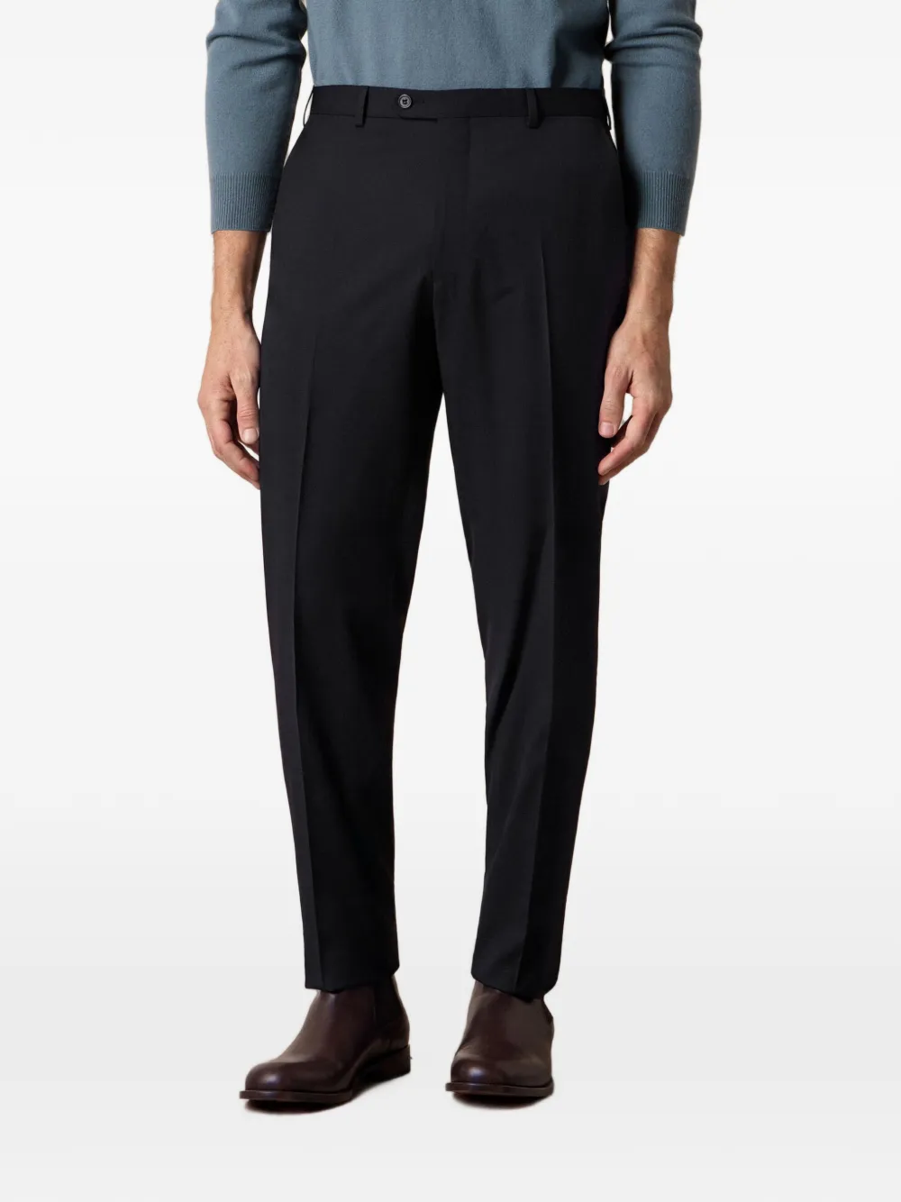 Brooks Brothers Broek met platte voorkant en scheerwol Zwart