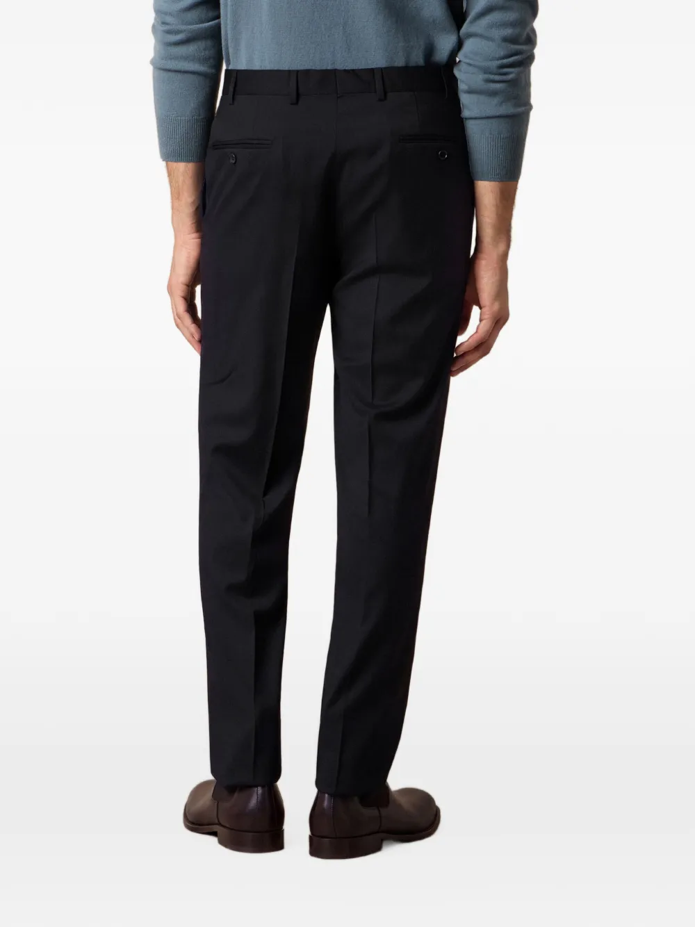 Brooks Brothers Broek met platte voorkant en scheerwol Zwart