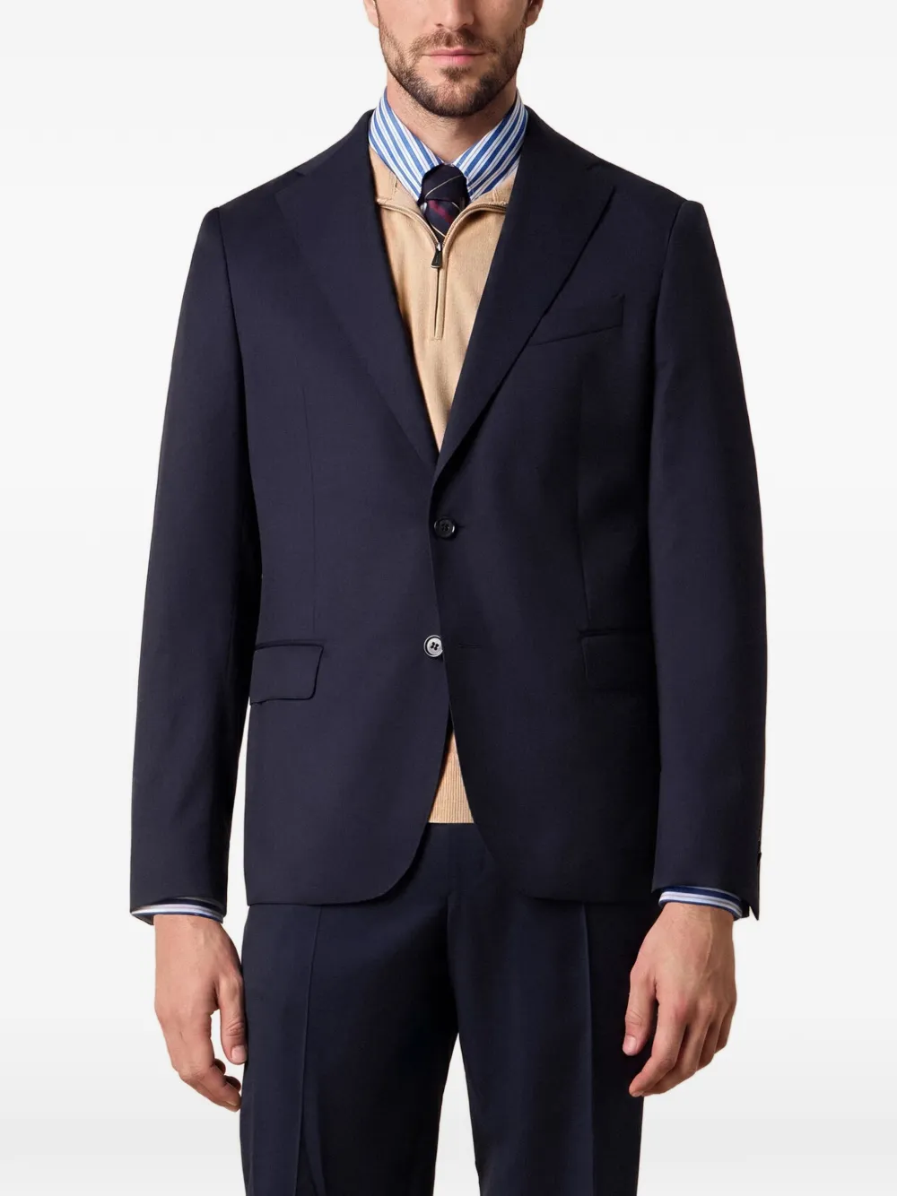 Brooks Brothers Wollen blazer met enkele rij knopen Blauw