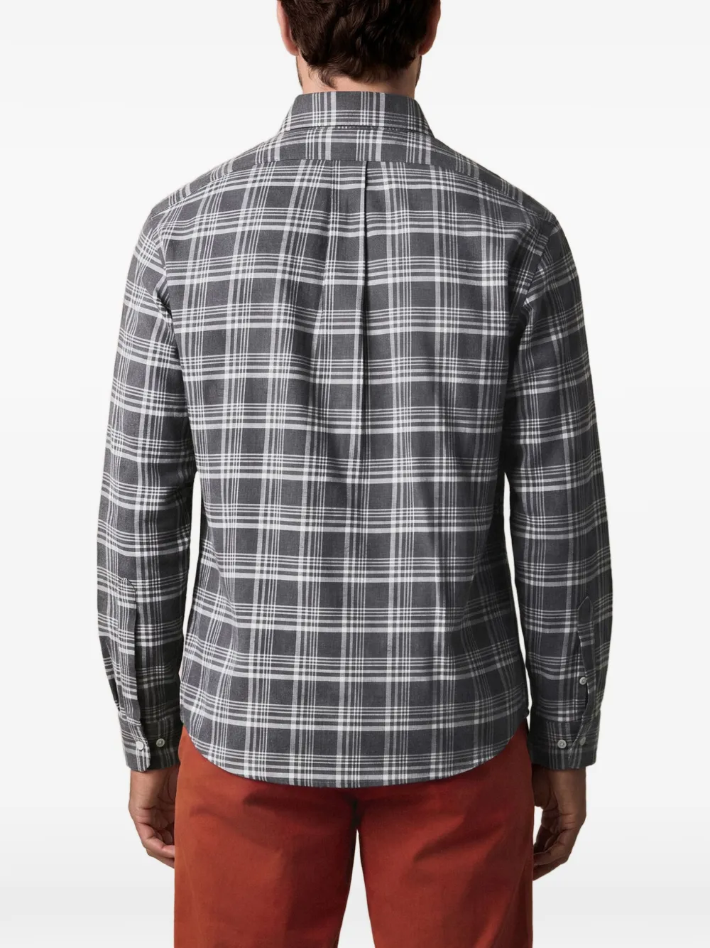 Brooks Brothers Geruit twill overhemd Grijs