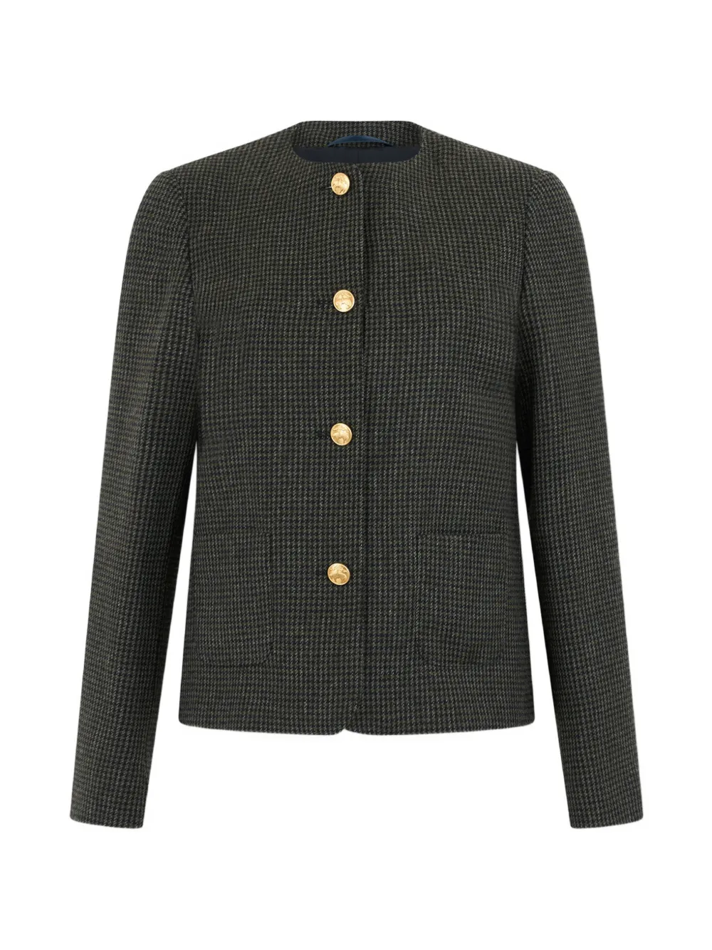 Brooks Brothers Pied de Poule collarless jacket - Verde