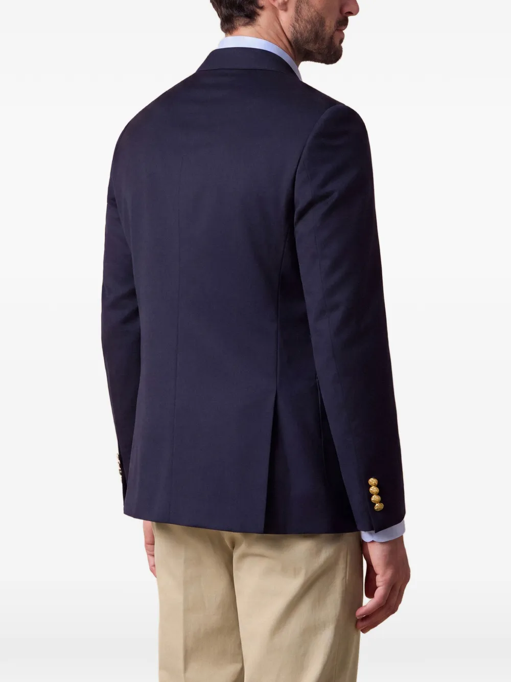 Brooks Brothers Blazer met enkele rij knopen en gouden knoop Blauw