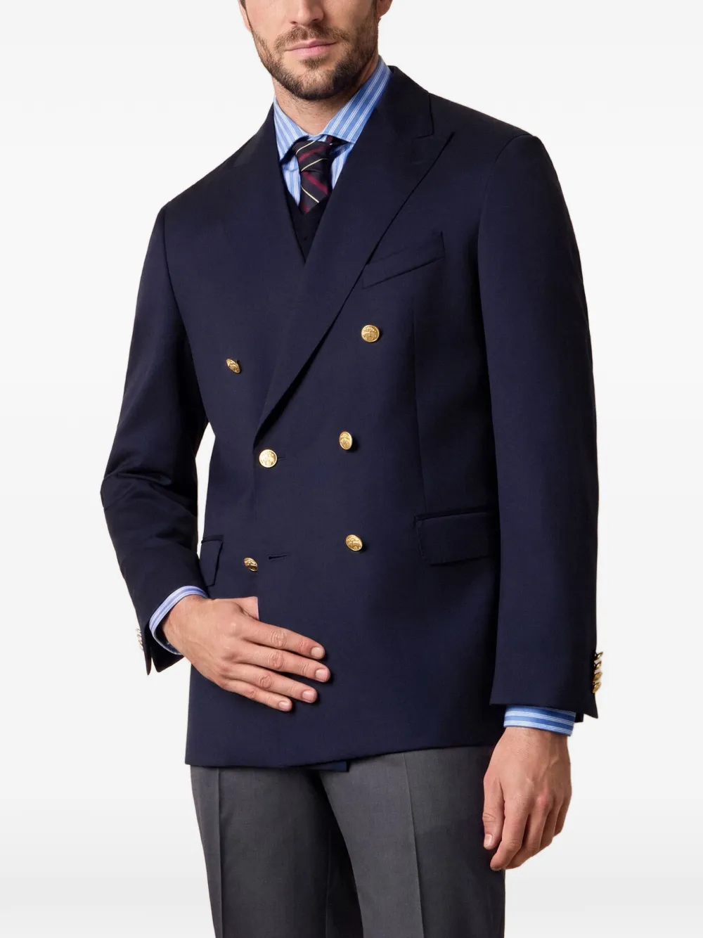 Brooks Brothers Blazer met dubbele rij knopen Blauw