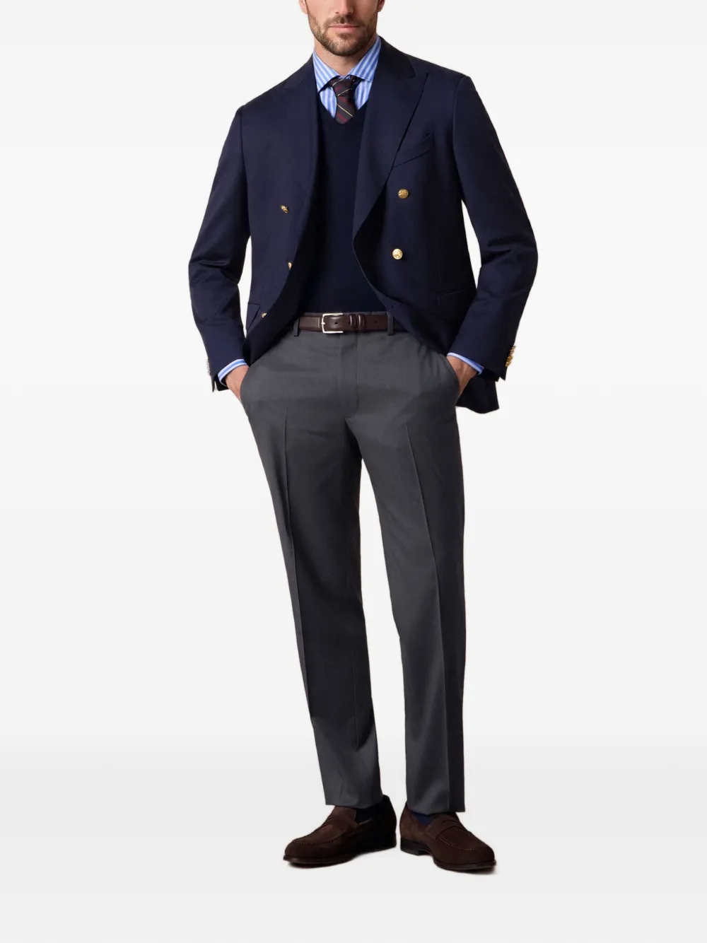 Brooks Brothers Blazer met dubbele rij knopen Blauw