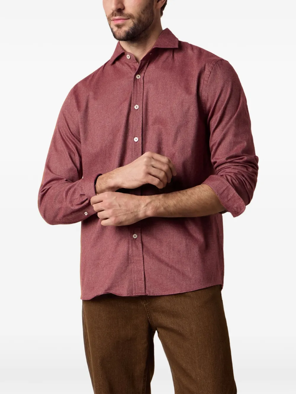 Brooks Brothers Twill overhemd met gespreide kraag Rood