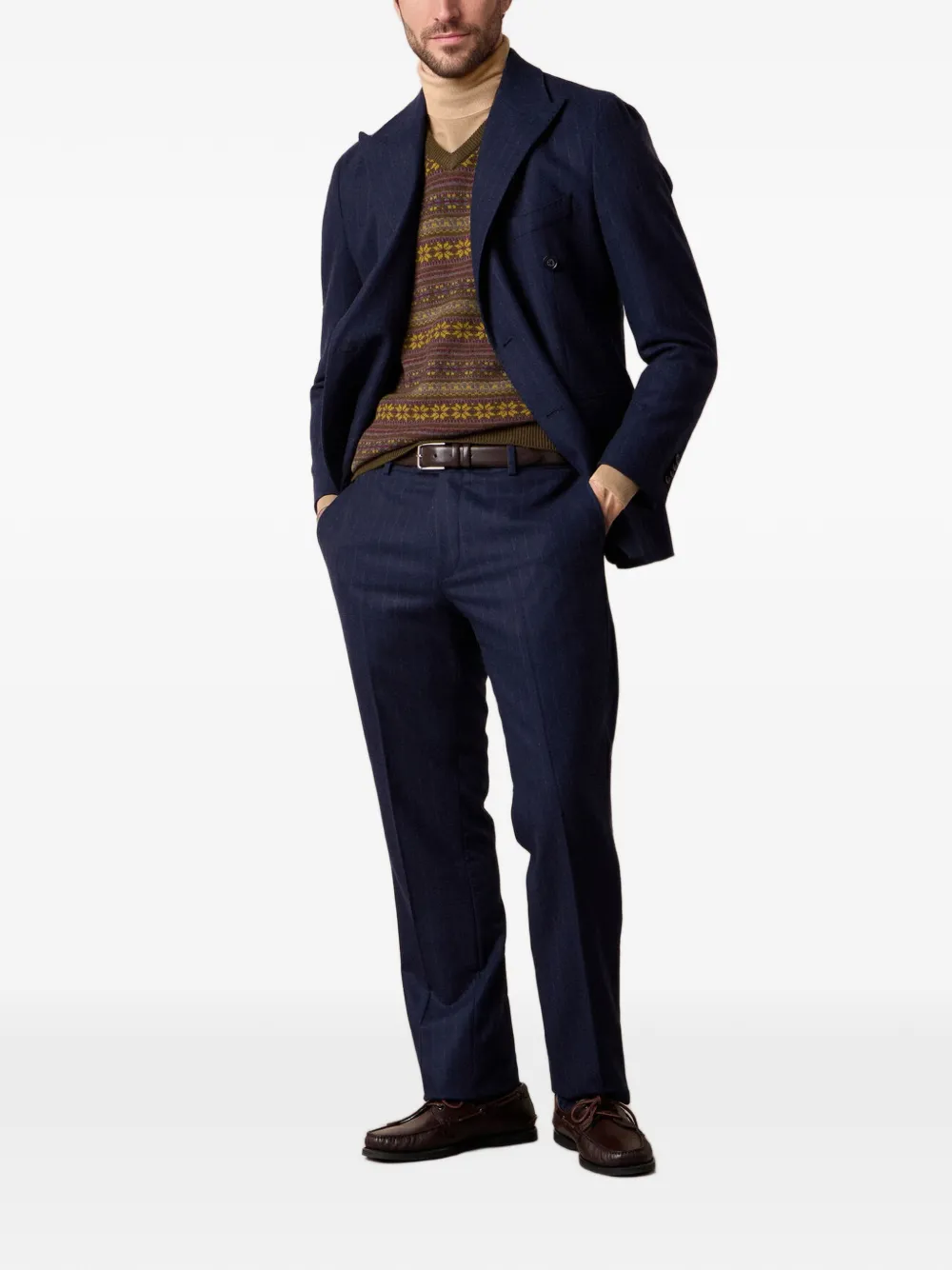 Brooks Brothers Coltrui met geribbelde afwerking Bruin