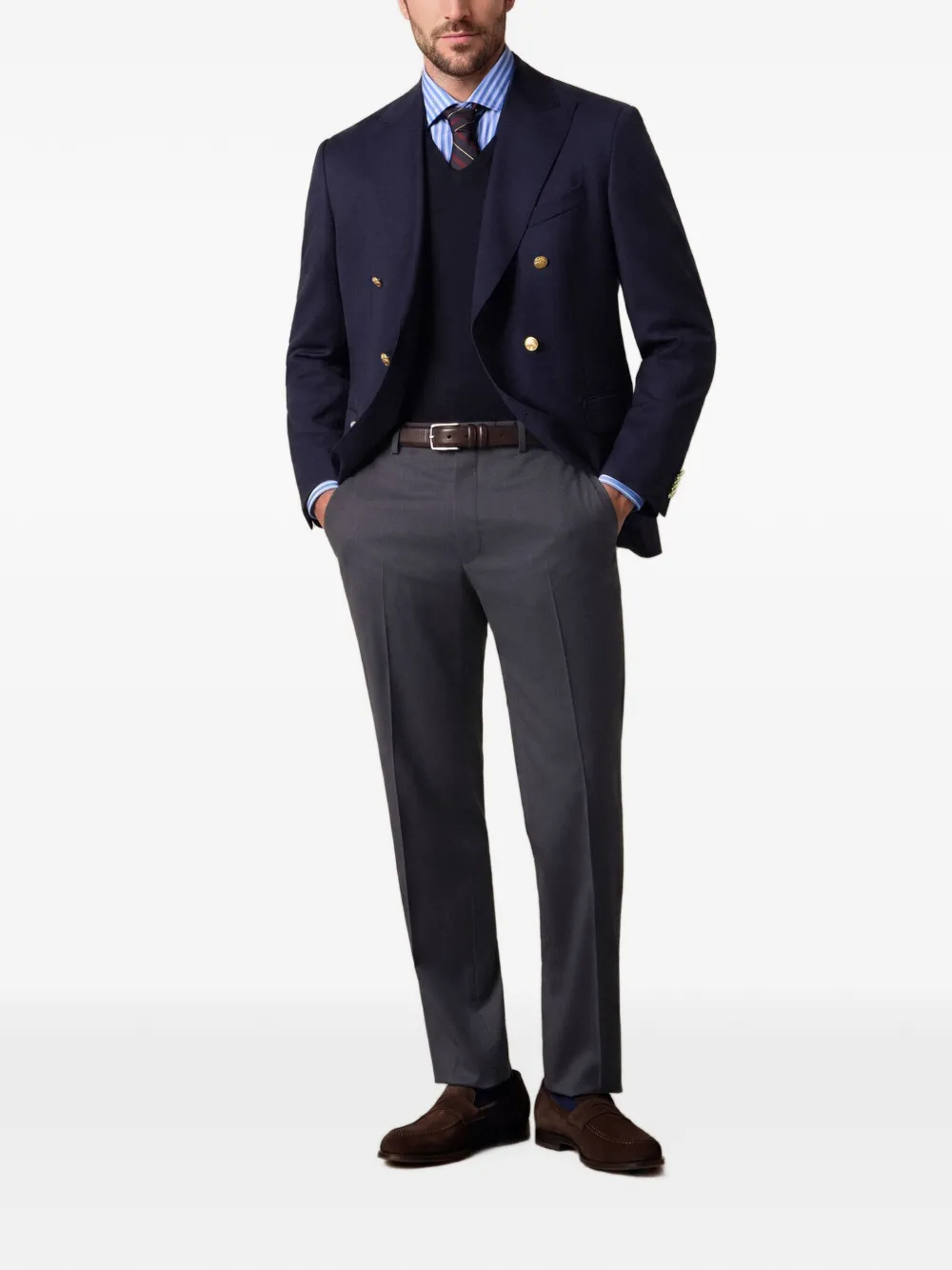 Brooks Brothers Slim-fit gestreept popeline overhemd Blauw