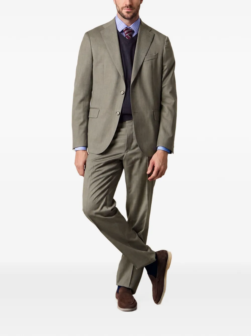 Brooks Brothers Performance Twill blazer met scheerwol Groen