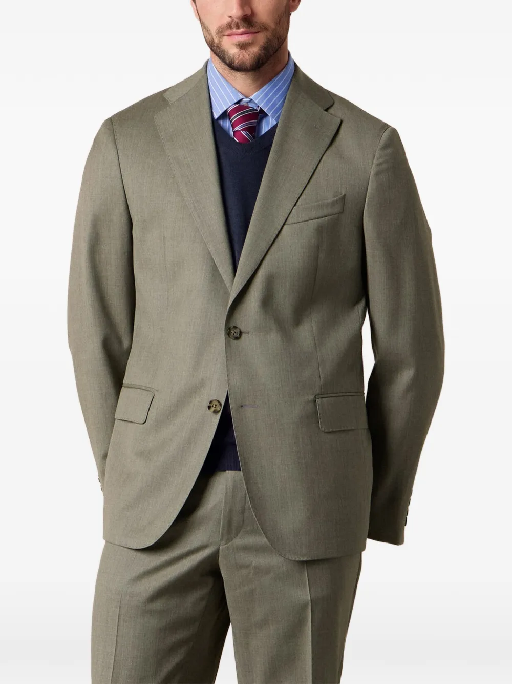 Brooks Brothers Performance Twill blazer met scheerwol Groen