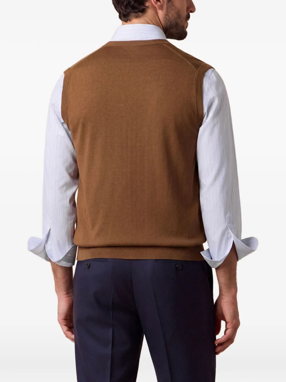 Brooks Brothers button-front V-neck sweater vest Bruin