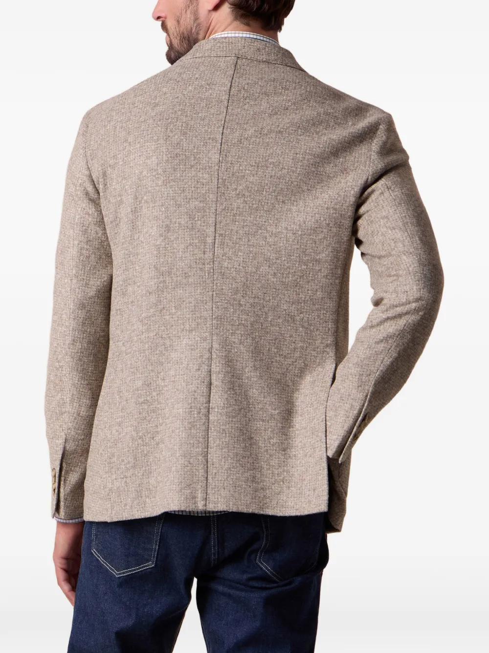 Brooks Brothers Jersey blazer met pied-de-poule print Beige