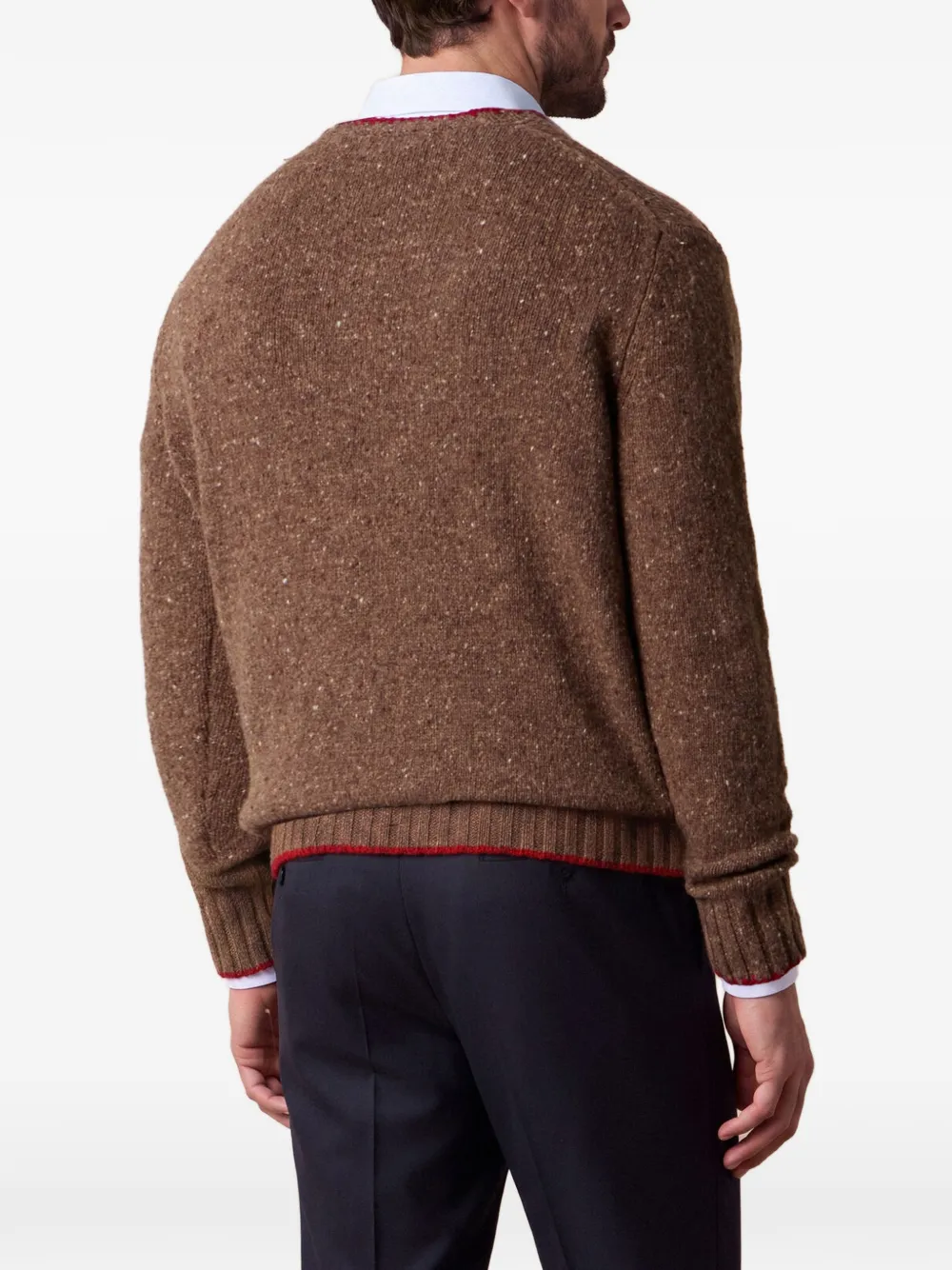Brooks Brothers Donegal trui met ronde hals Bruin