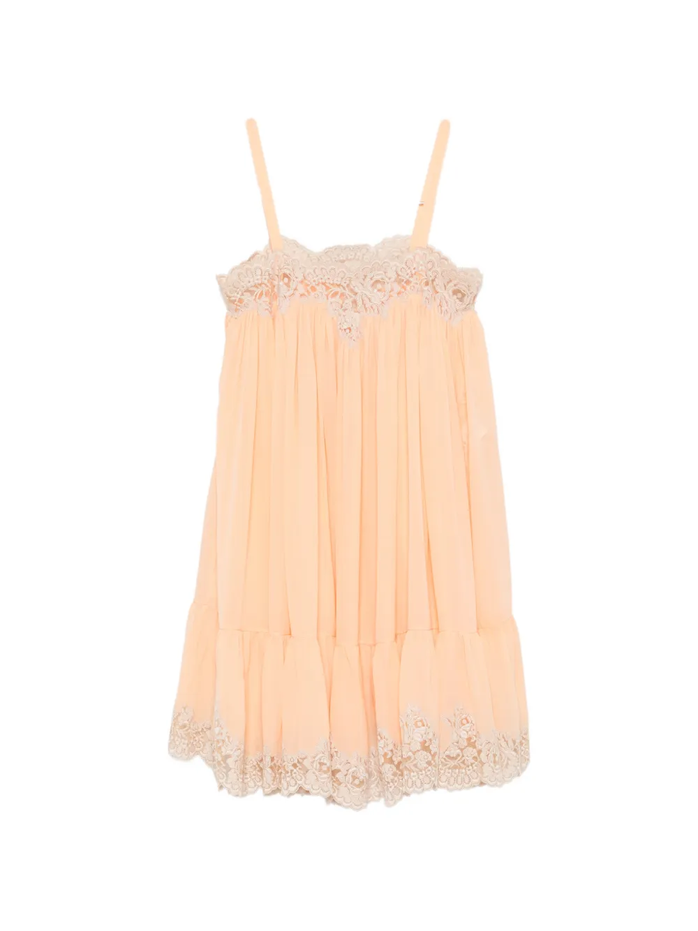 Chloé lace-trimmed silk dress - Orange