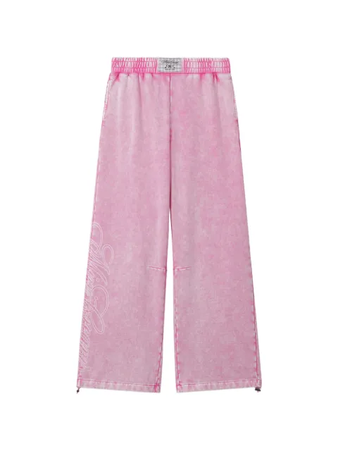 Mini Cream logo-print wide-leg trousers