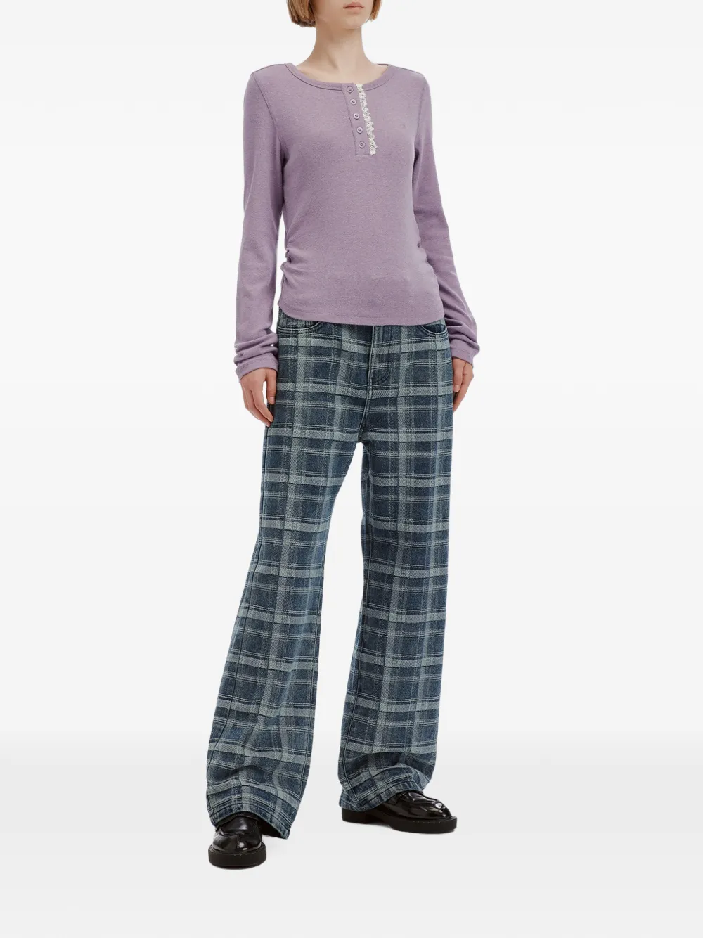 b+ab plaid jeans Blauw
