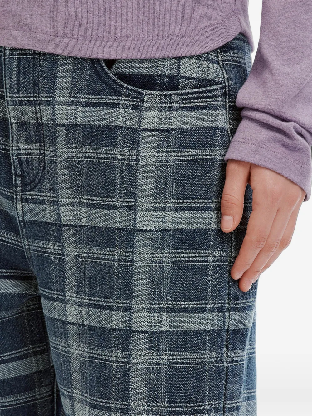 b+ab plaid jeans Blauw