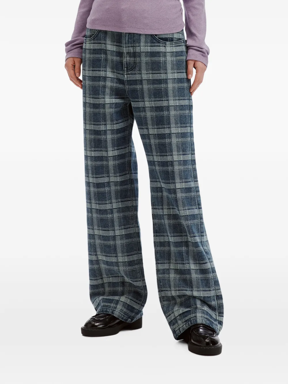 b+ab plaid jeans Blauw