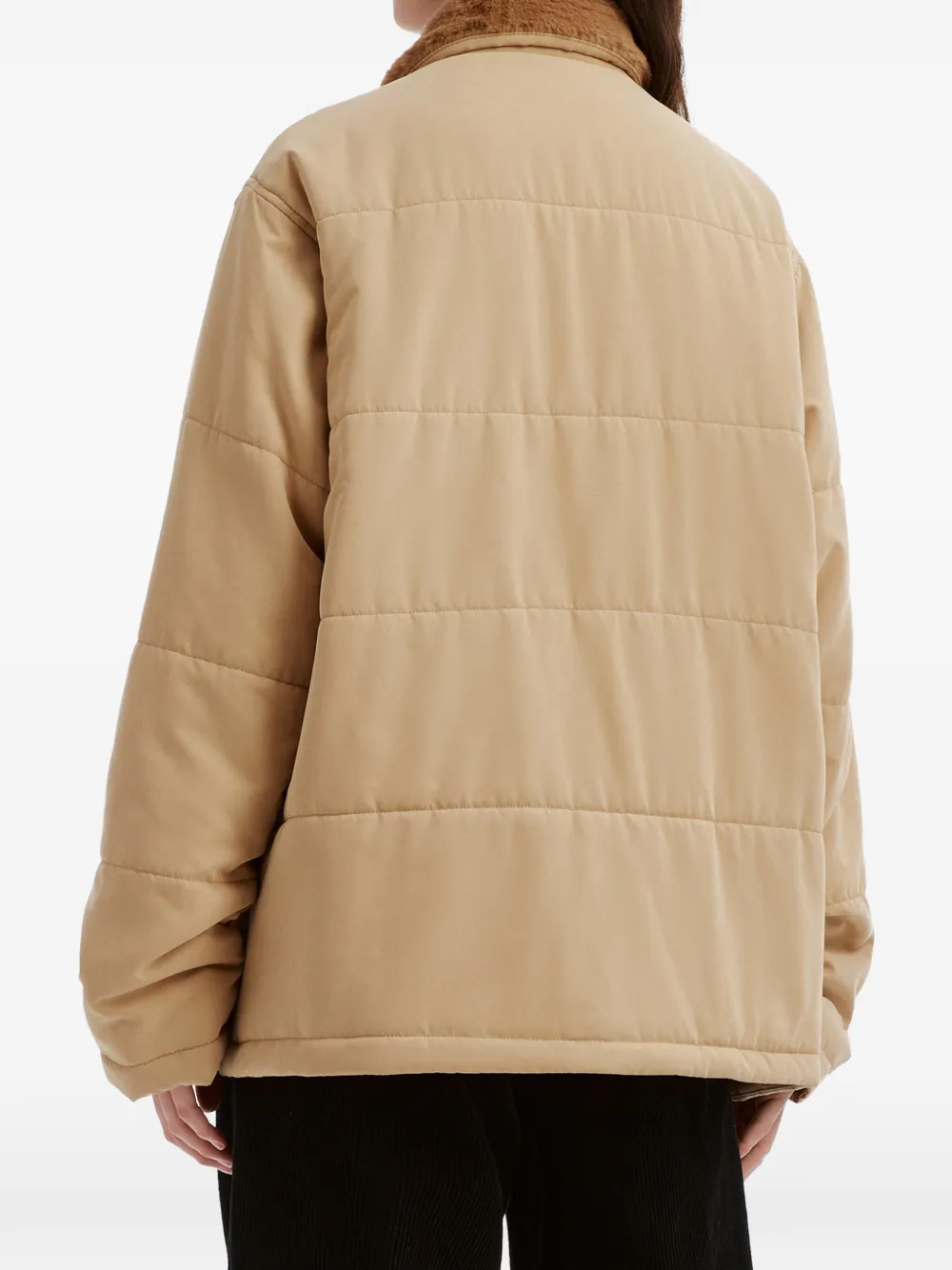 CHOCOOLATE quilted faux-fur collar jacket Beige