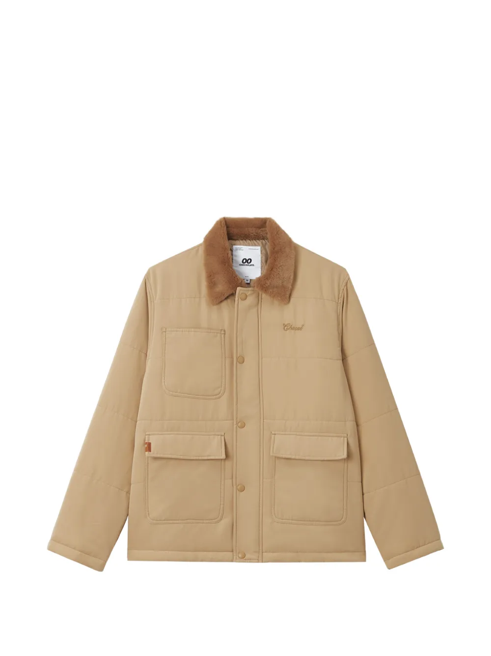 CHOCOOLATE quilted faux-fur collar jacket