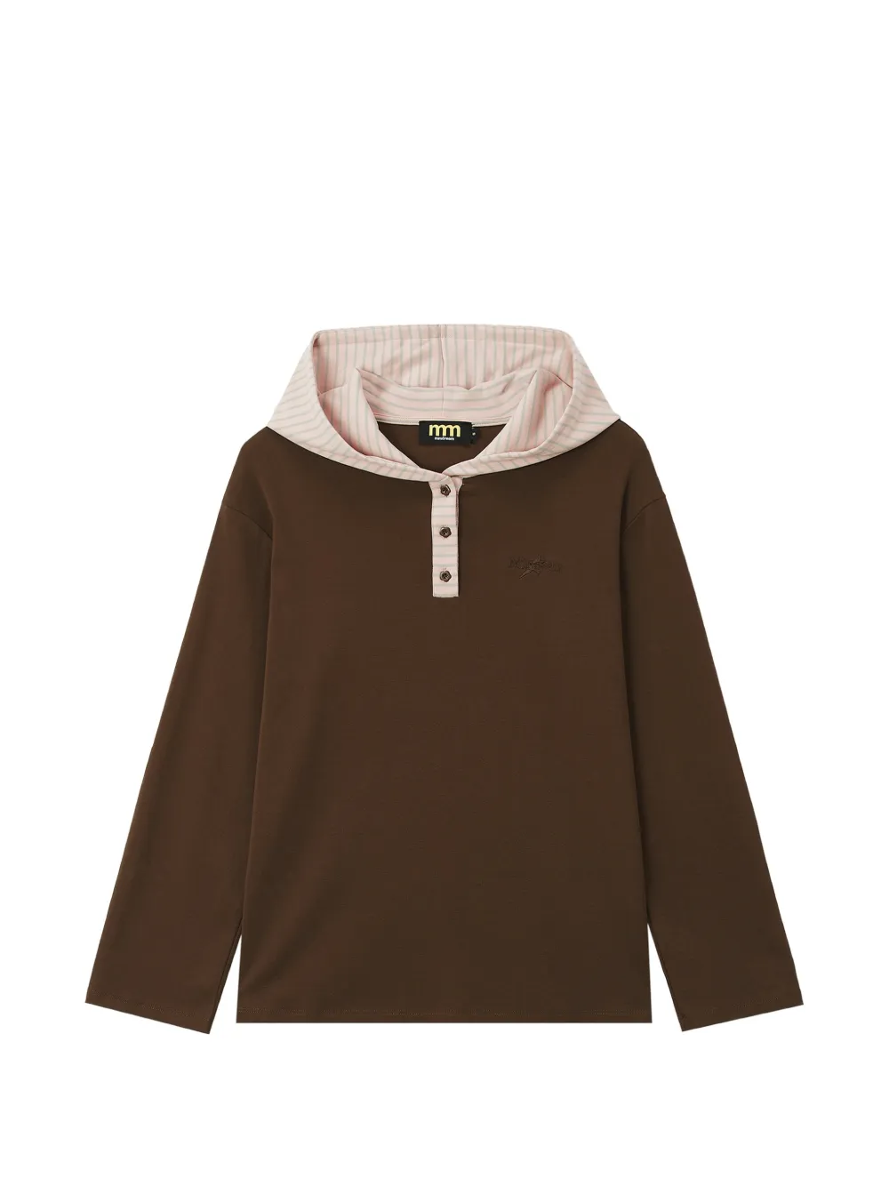 Mini Cream striped-hood logo-embroidered hoodie