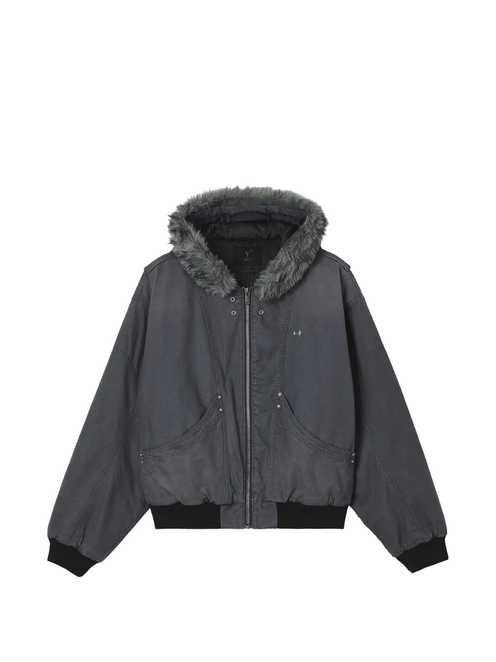 Five Cm Faux-fur Trim Hooded Jacket In Gray