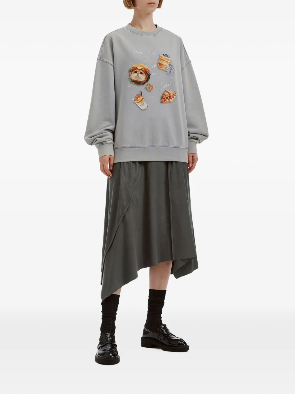 b+ab asymmetric panelled midi skirt Grijs