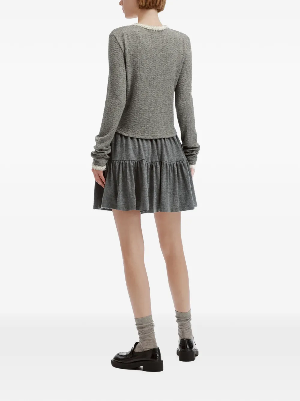 b+ab contrast-trim tiered skirt and top set Grijs