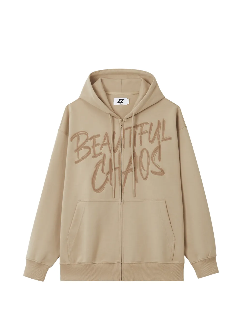 izzue slogan-embroidered zip-up hoodie