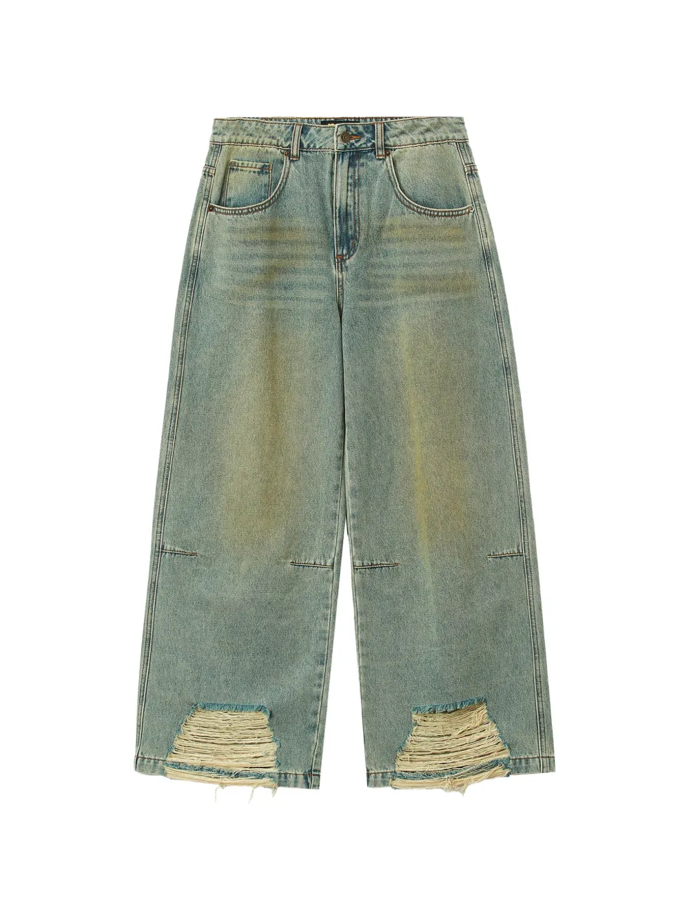 Mini Cream distressed wide-leg jeans - Blu