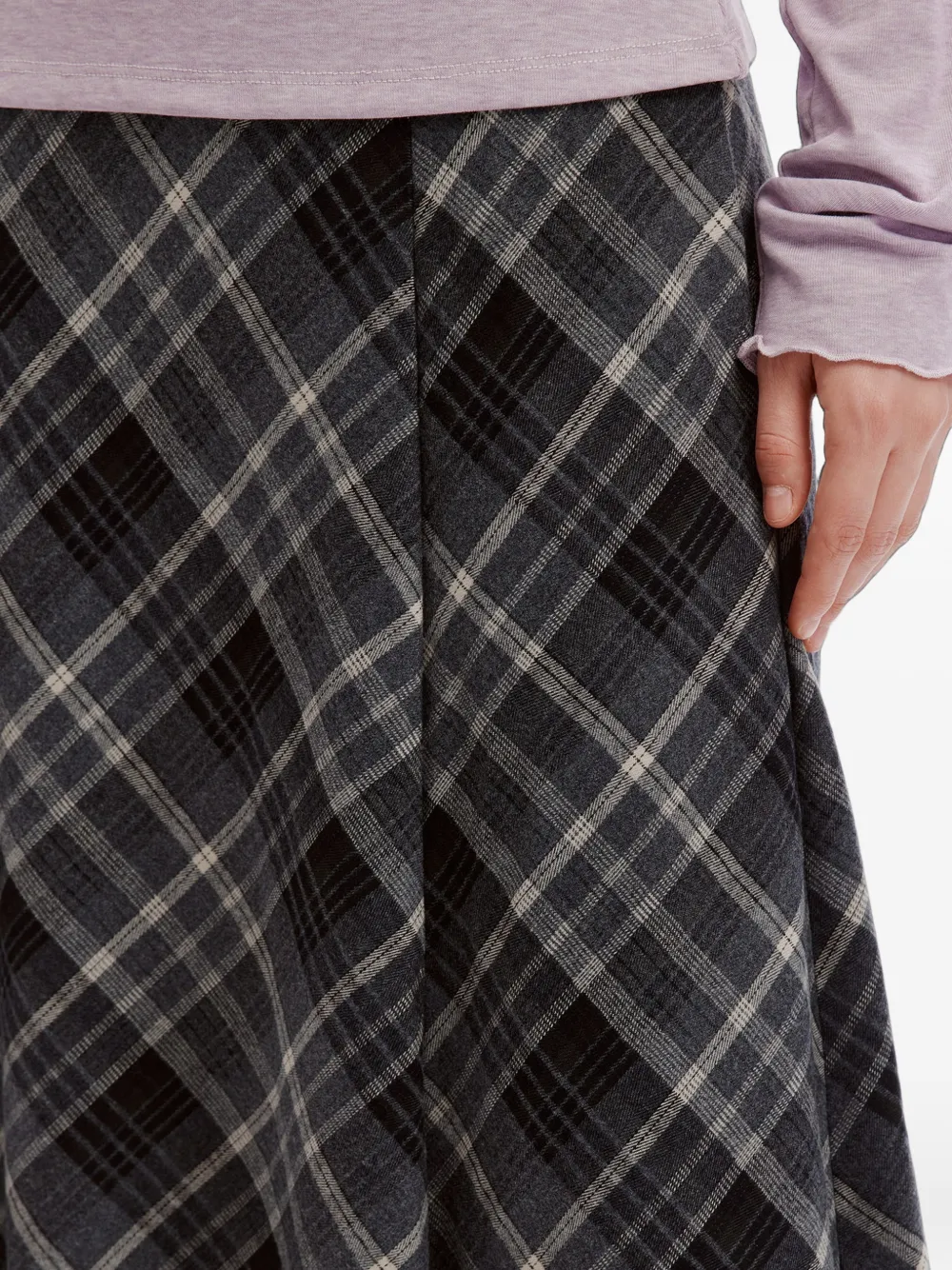 b+ab check-pattern asymmetric midi skirt Grijs