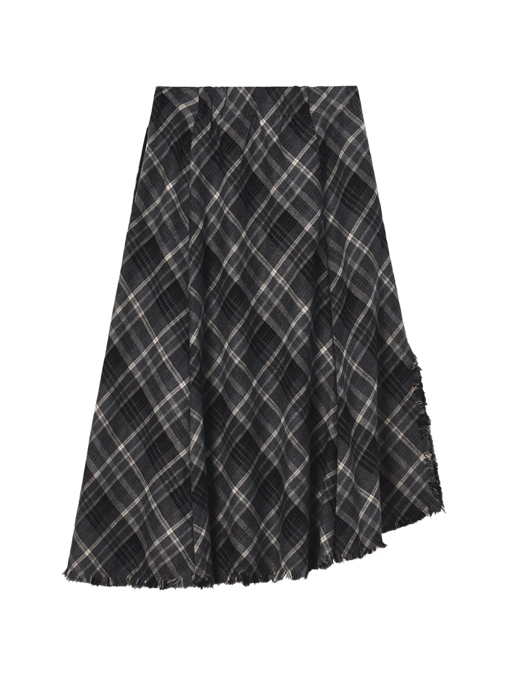 b+ab check-pattern asymmetric midi skirt Grijs