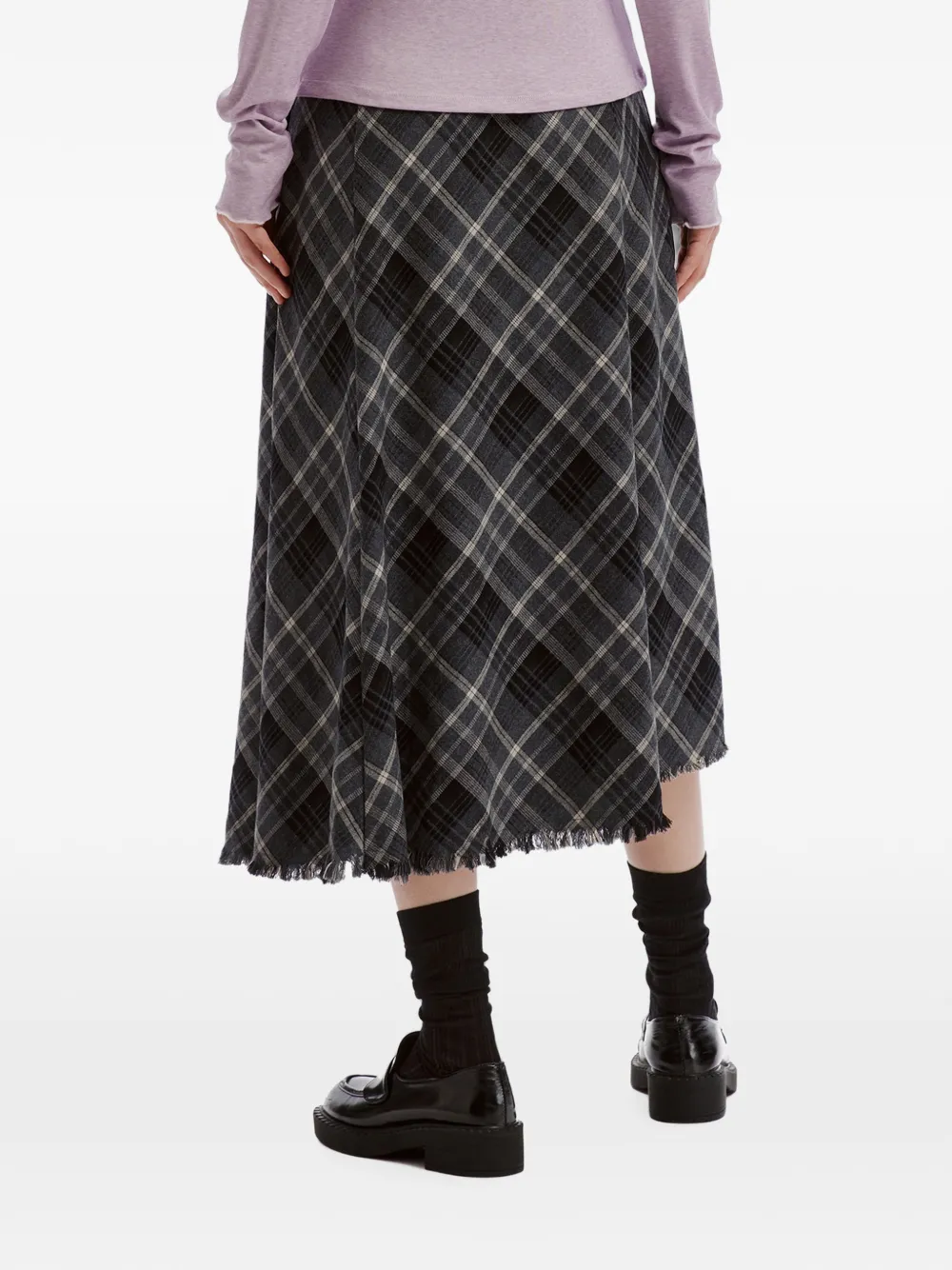 b+ab check-pattern asymmetric midi skirt Grijs