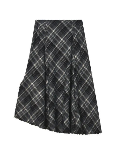 b+ab check-pattern asymmetric midi skirt