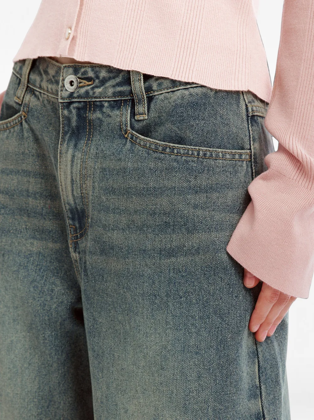tout a coup faded-effect wide-leg jeans Blauw