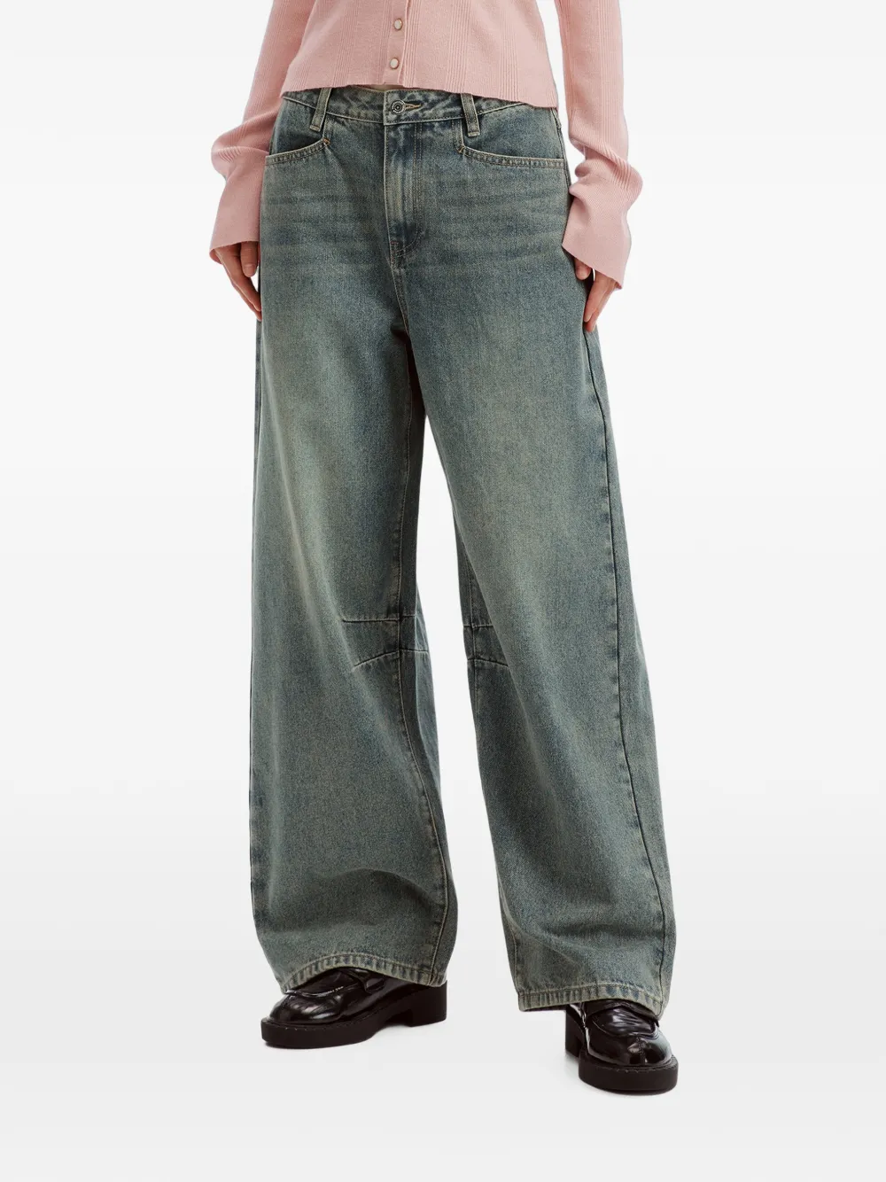 tout a coup faded-effect wide-leg jeans Blauw