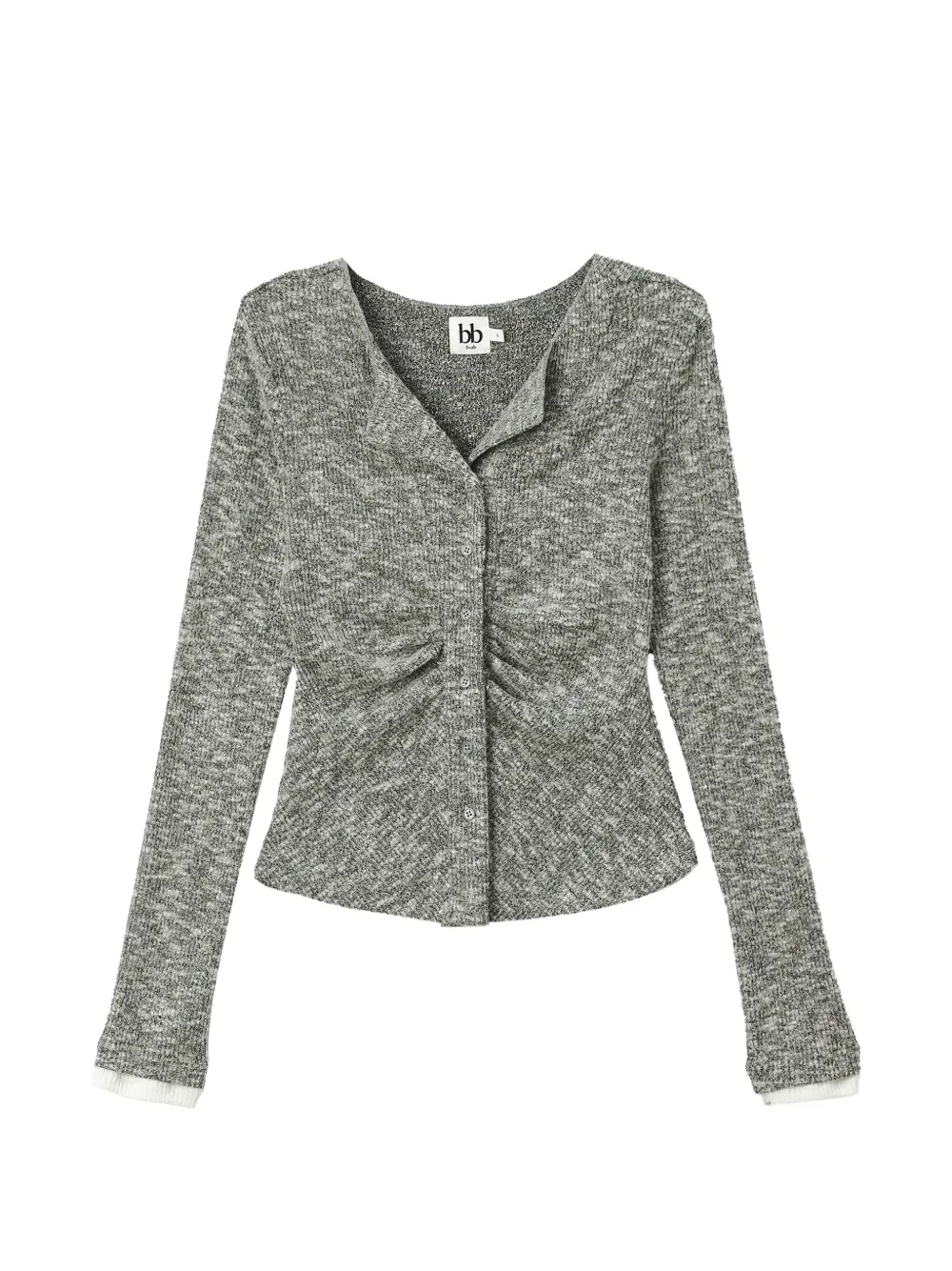 b+ab ruched marl-knit cardigan