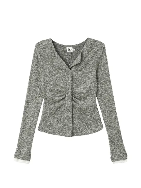b+ab ruched marl-knit cardigan