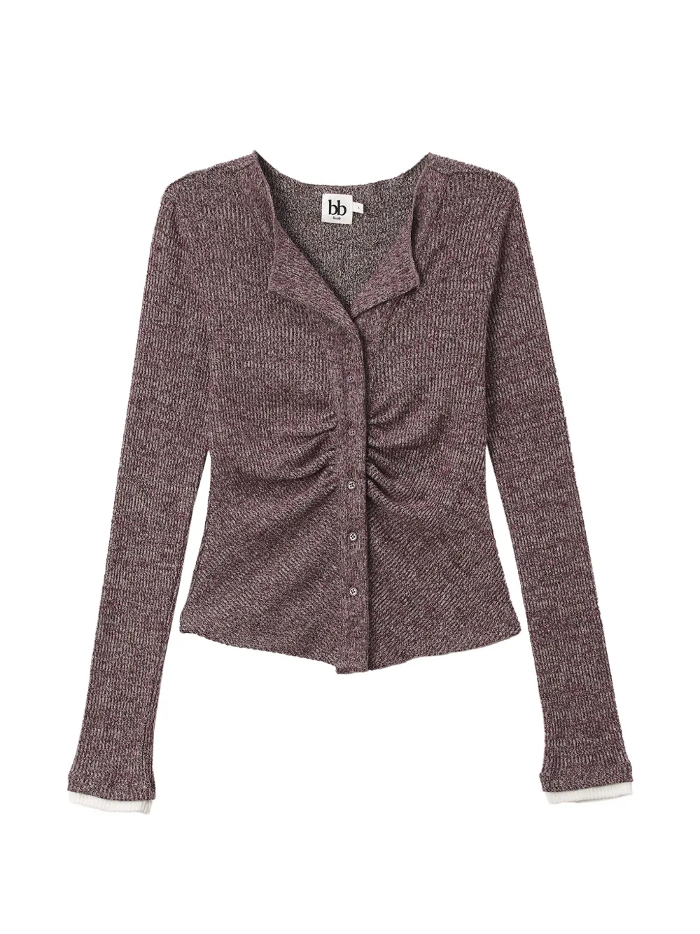 b+ab ruched ribbed-knit cardigan