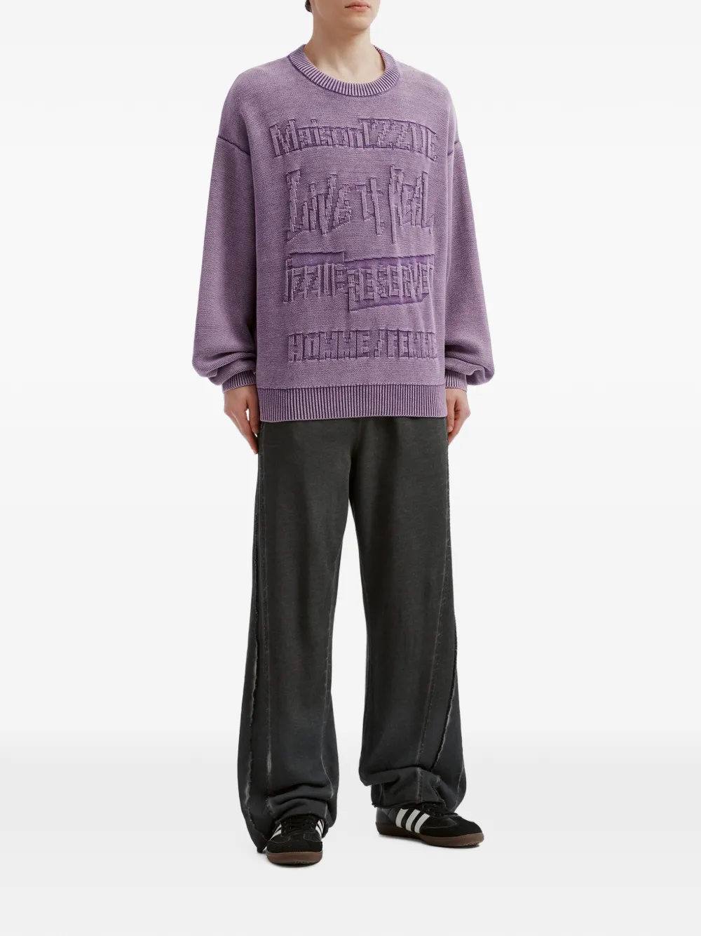 izzue logo-embossed cotton sweater Paars