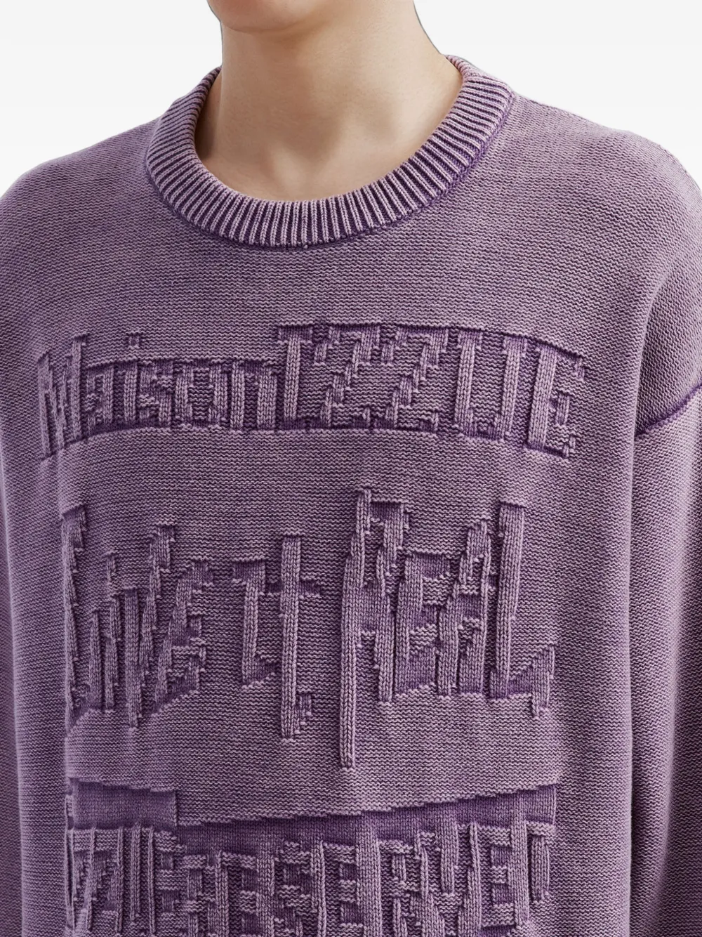 izzue logo-embossed cotton sweater Paars