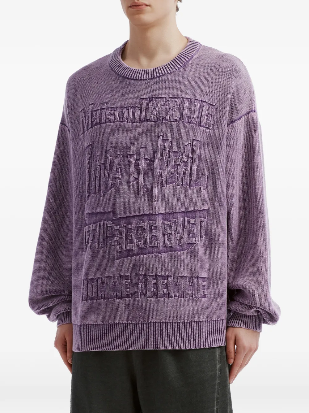 izzue logo-embossed cotton sweater Paars
