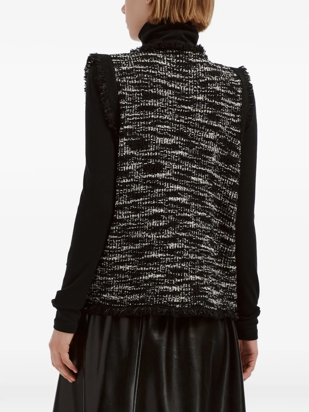 b+ab fringe-trim button-up gilet Zwart