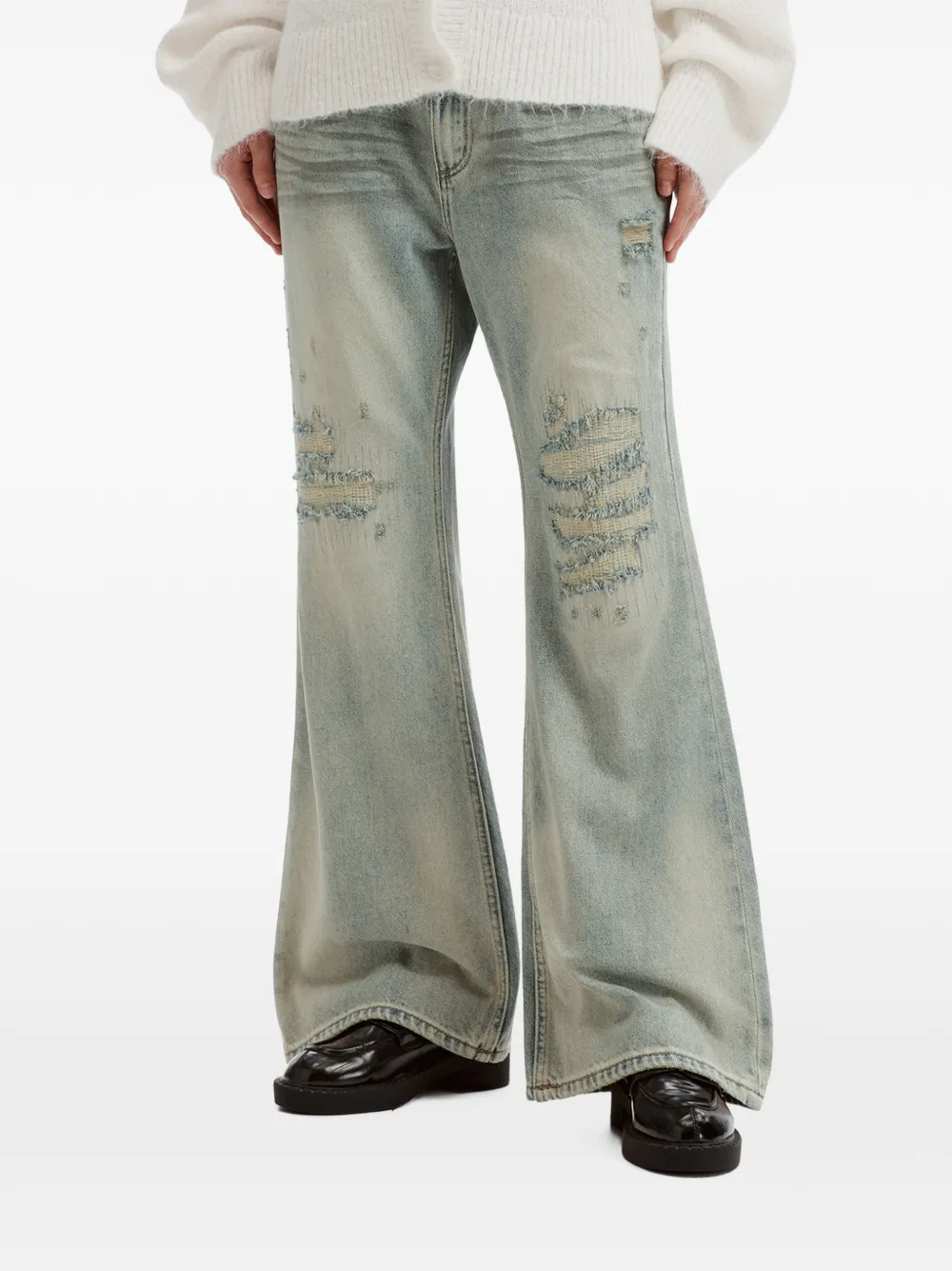tout a coup distressed flared jeans Blauw