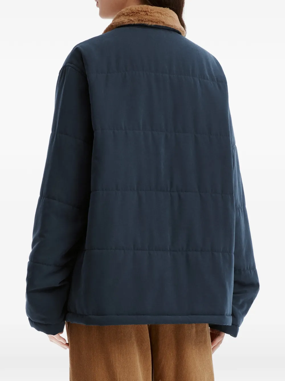 CHOCOOLATE faux-fur collar quilted jacket Blauw