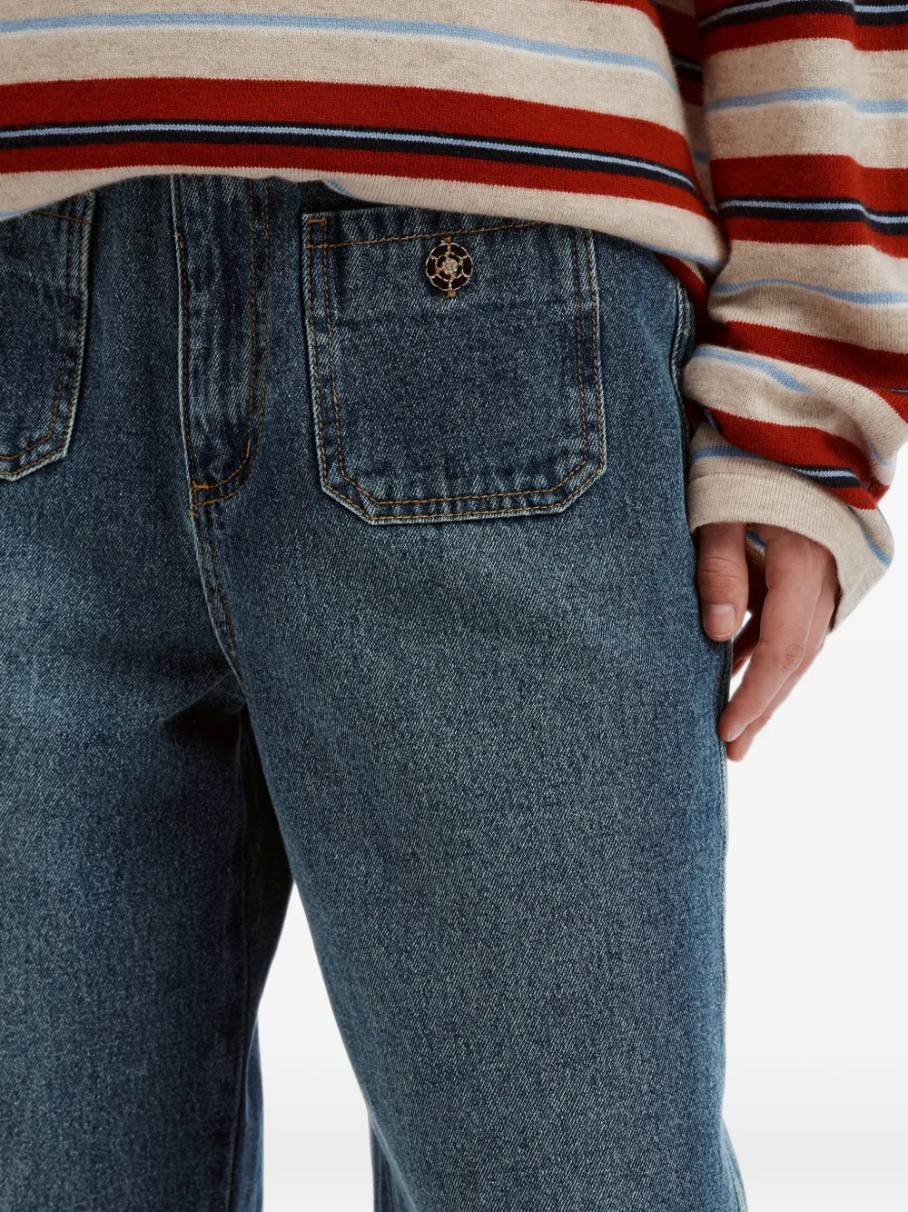 b+ab Jeans met wijde pijpen en opgestikte zak Blauw