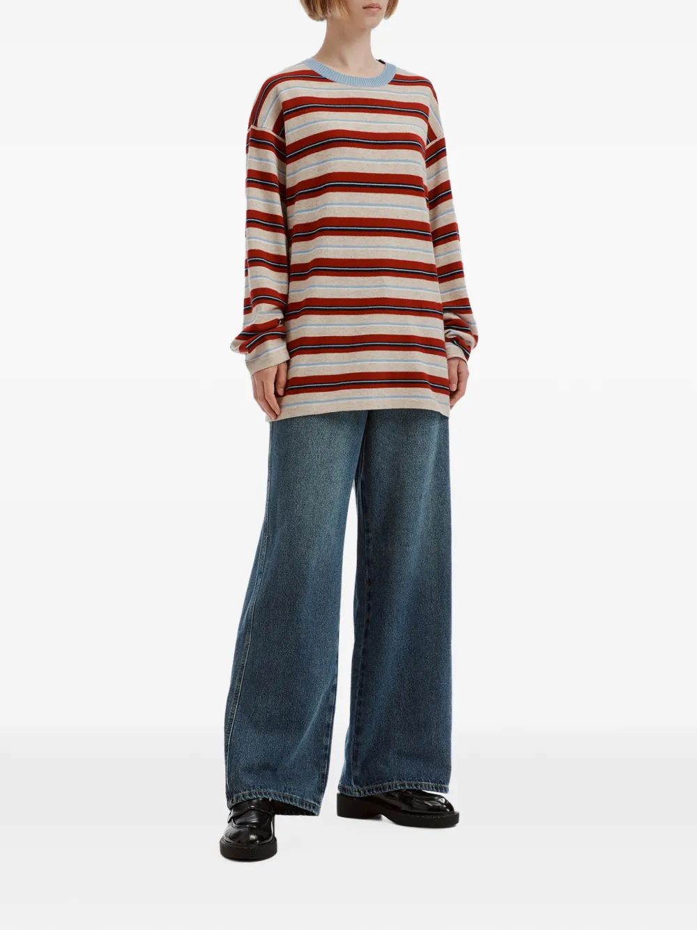 b+ab Jeans met wijde pijpen en opgestikte zak Blauw