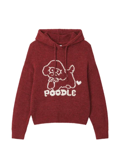 CHOCOOLATE hoodie tejida en intarsia con cordones