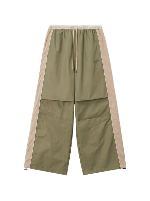 Mini Cream layered side-stripe trousers
