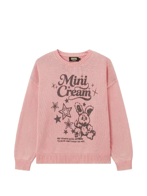Mini Cream graphic-print intarsia-knit sweater